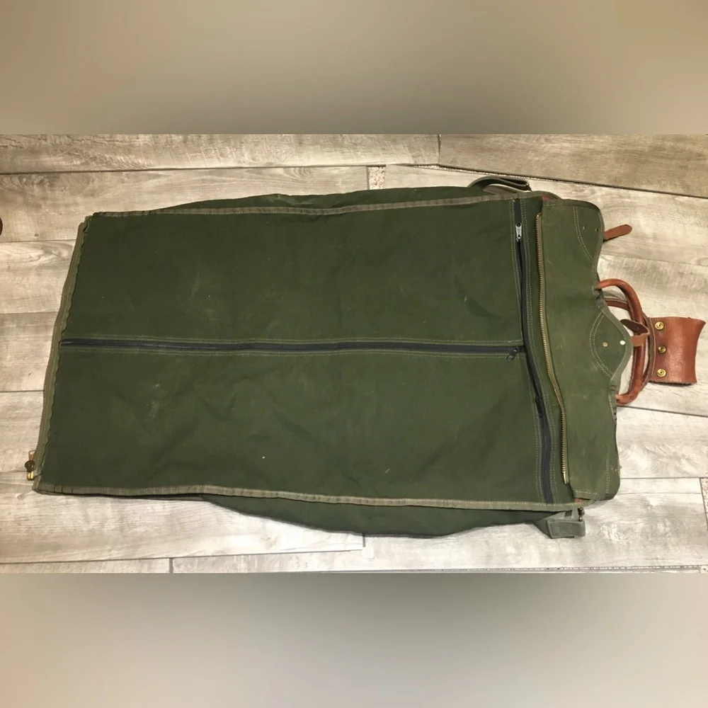 Diamond Bluff Battenkill Leather Duffel Travel Garment Clothing Bag Vintage USA